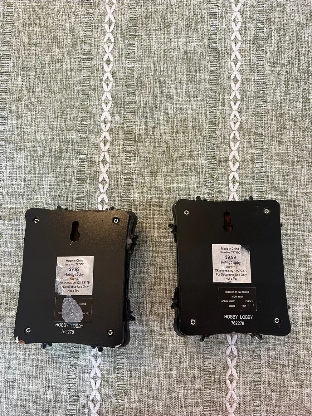 Hobby Lobby Black Ornate Wall Hook Pair with Clear Knobs